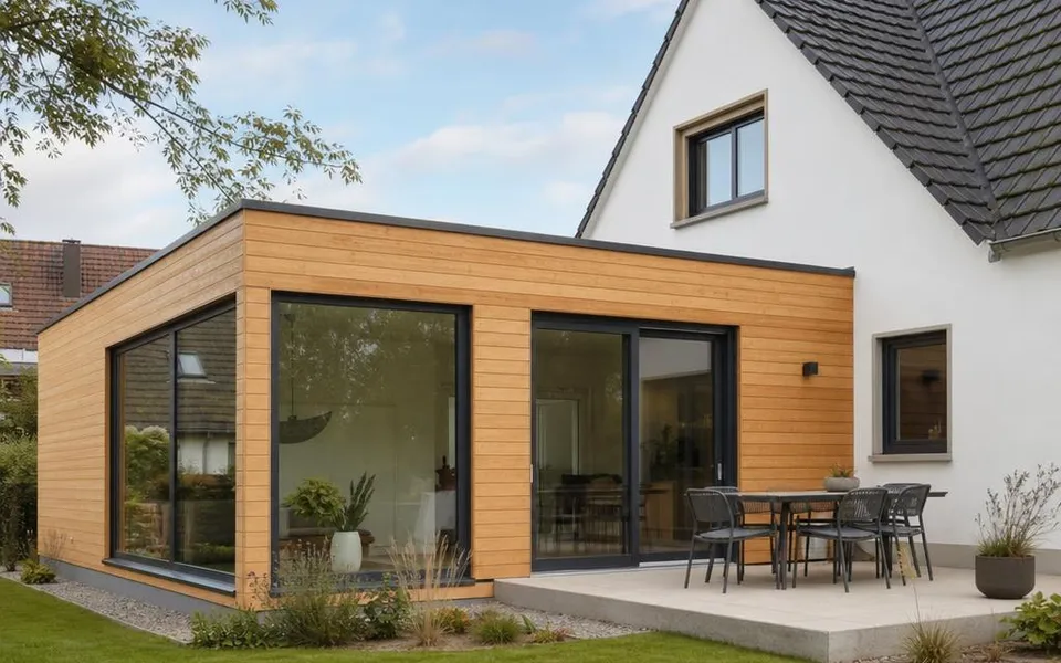 Anbau als Fertighaus 2026 an bestehendes Wohnhaus in Holzbauweise Anbau als Fertighaus 2026 an bestehendes Wohnhaus in Holzbauweise
